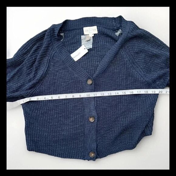 Francesca's‎ Collections Crop Navy Blue Sweater Size Large - Picture 7 of 9